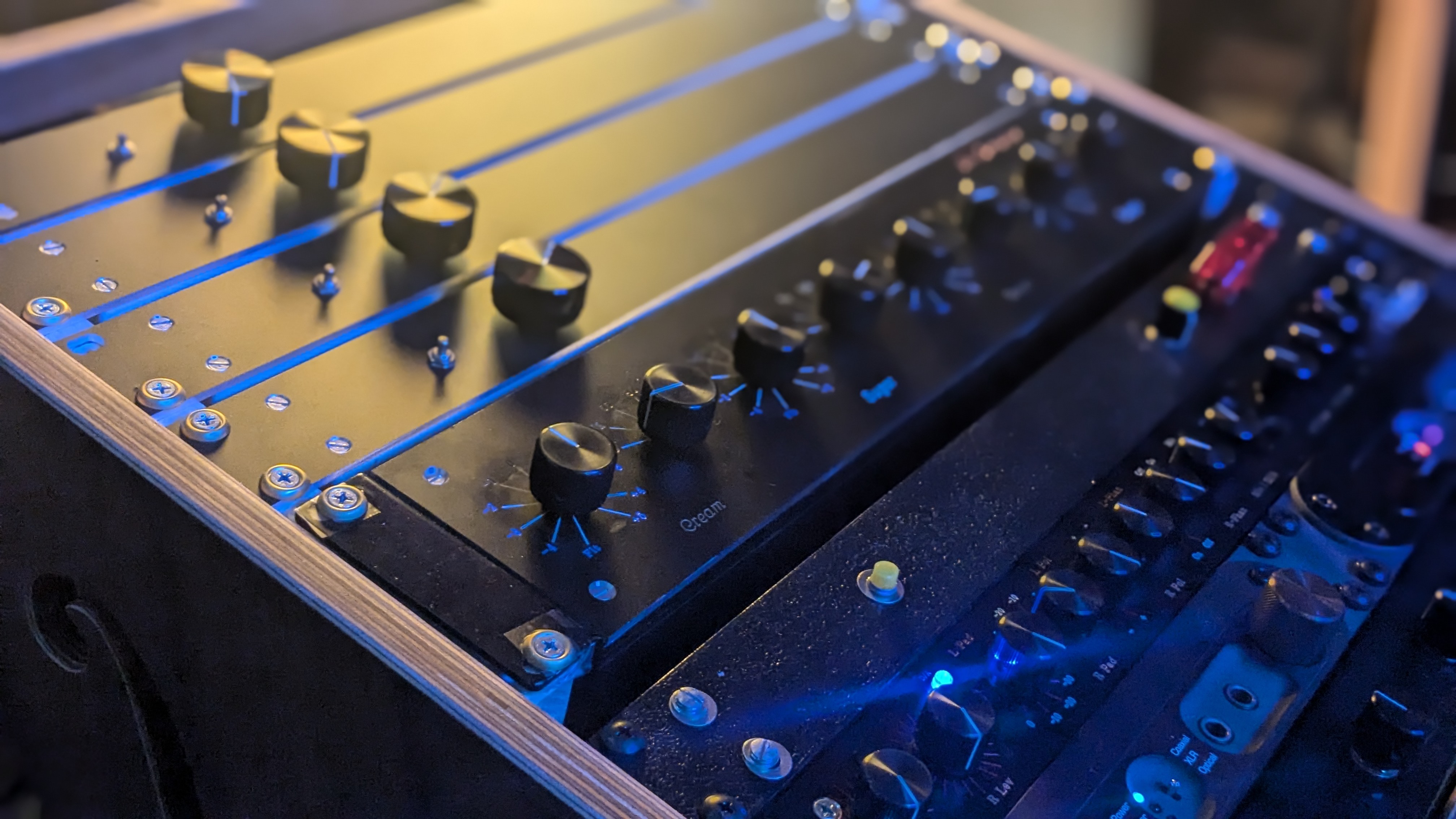 The signal chain up close. Every piece chosen, nothing extra.